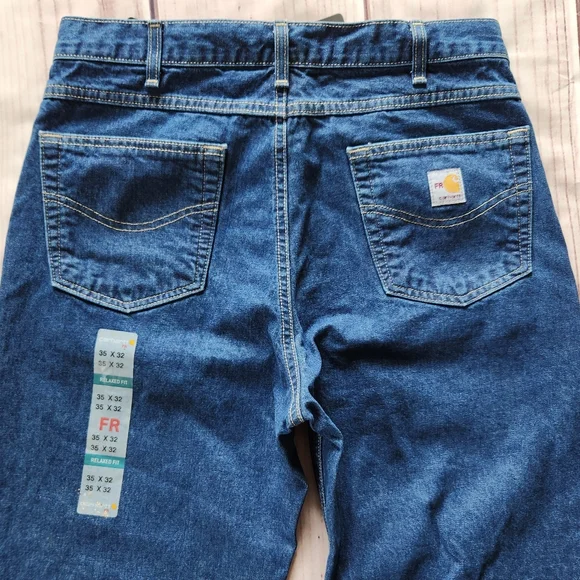 NWT Carhartt Flame Resistant Relaxed Fit Signature Blue Jean | Men's Size 35x32 - Picture 8 of 15